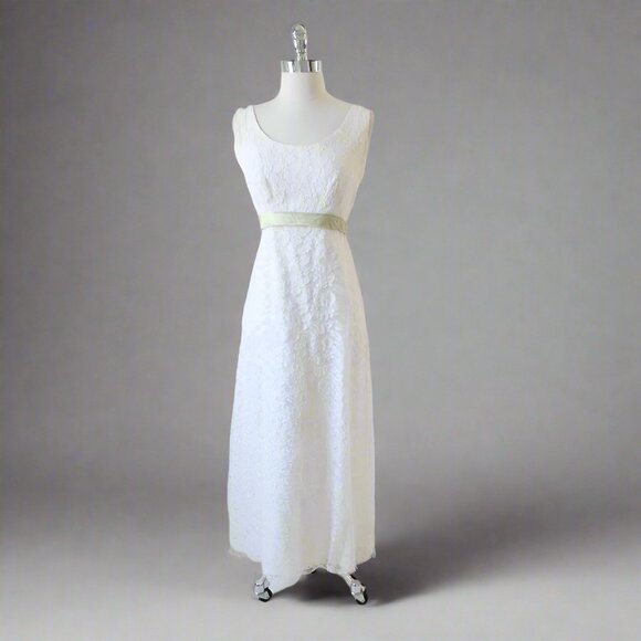 Vintage Dresses & Skirts - Vintage 60's White Lace Wedding Maxi Dress Gown S